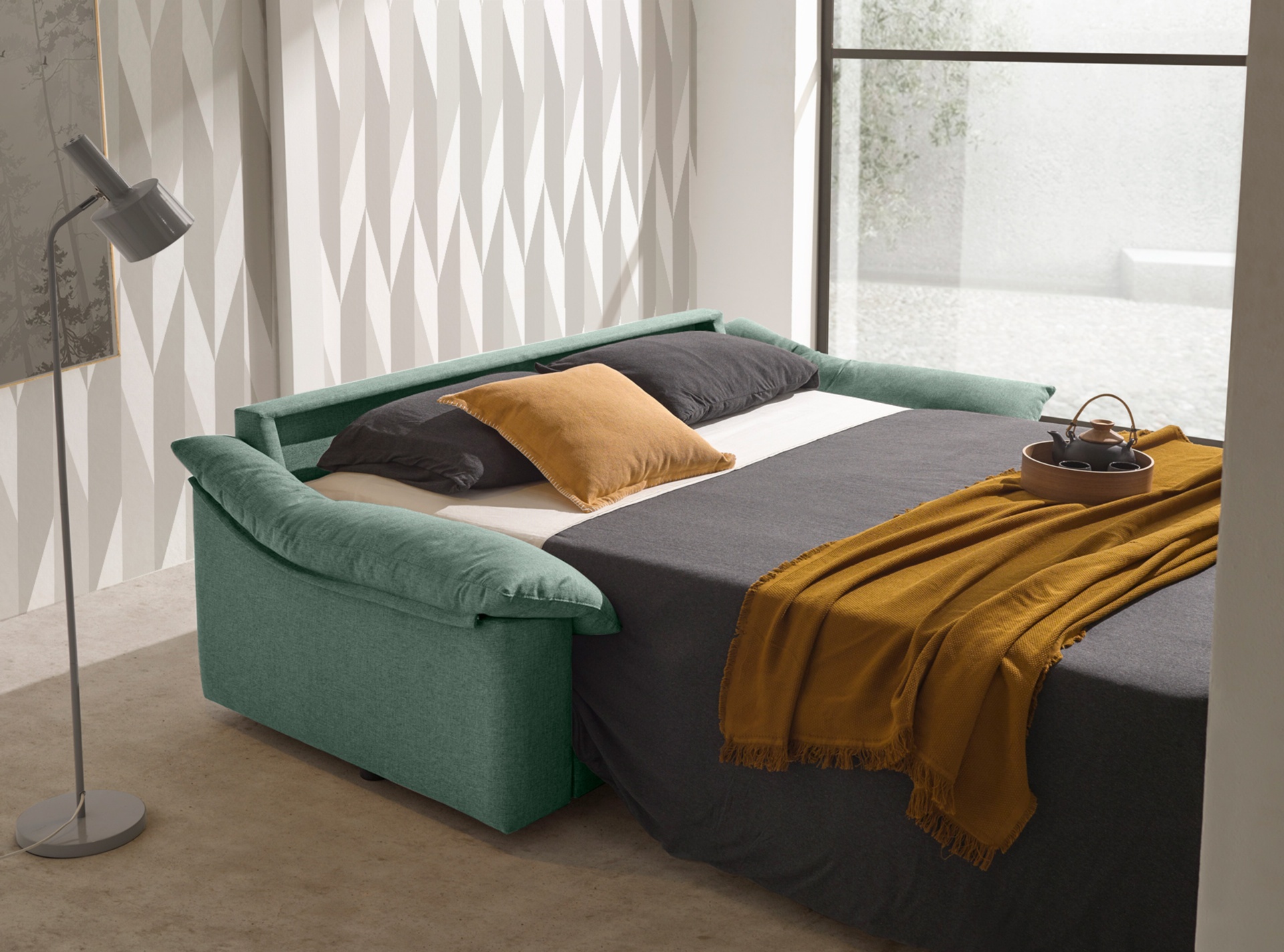 Sofa cama tapizado de 207cm CARE 2