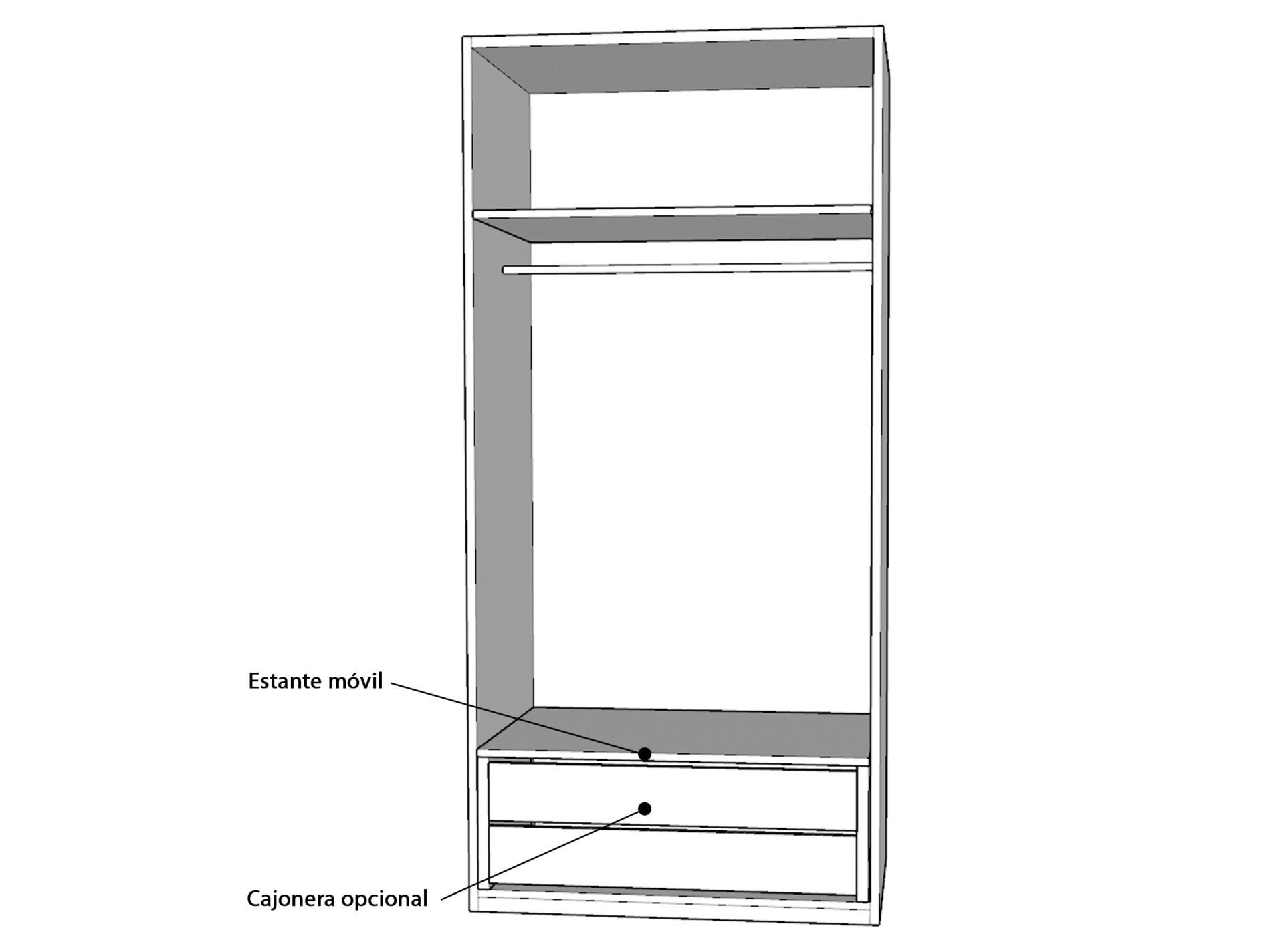 Armario 3 puertas abatibles acabado blanco, 200 cm(alto)128,2 cm(ancho)52  cm(fondo)