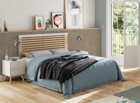 Cabecero blanco de listones de madera ABASI B